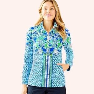 Lilly Pulitzer UPF 50+ Skipper Popover Blue Grotto Sirens & Spirit XL